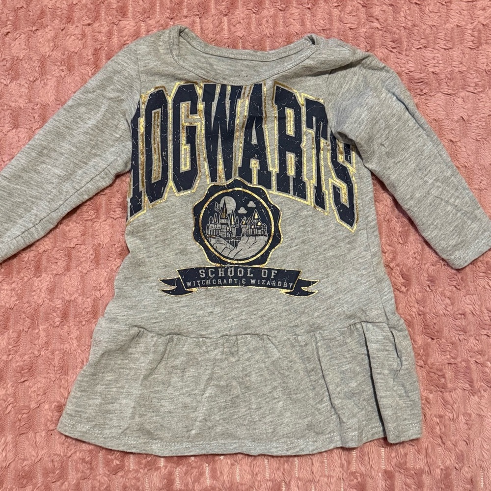 Harry Potter Hogwarts Gray Long Sleeve Baby Tee